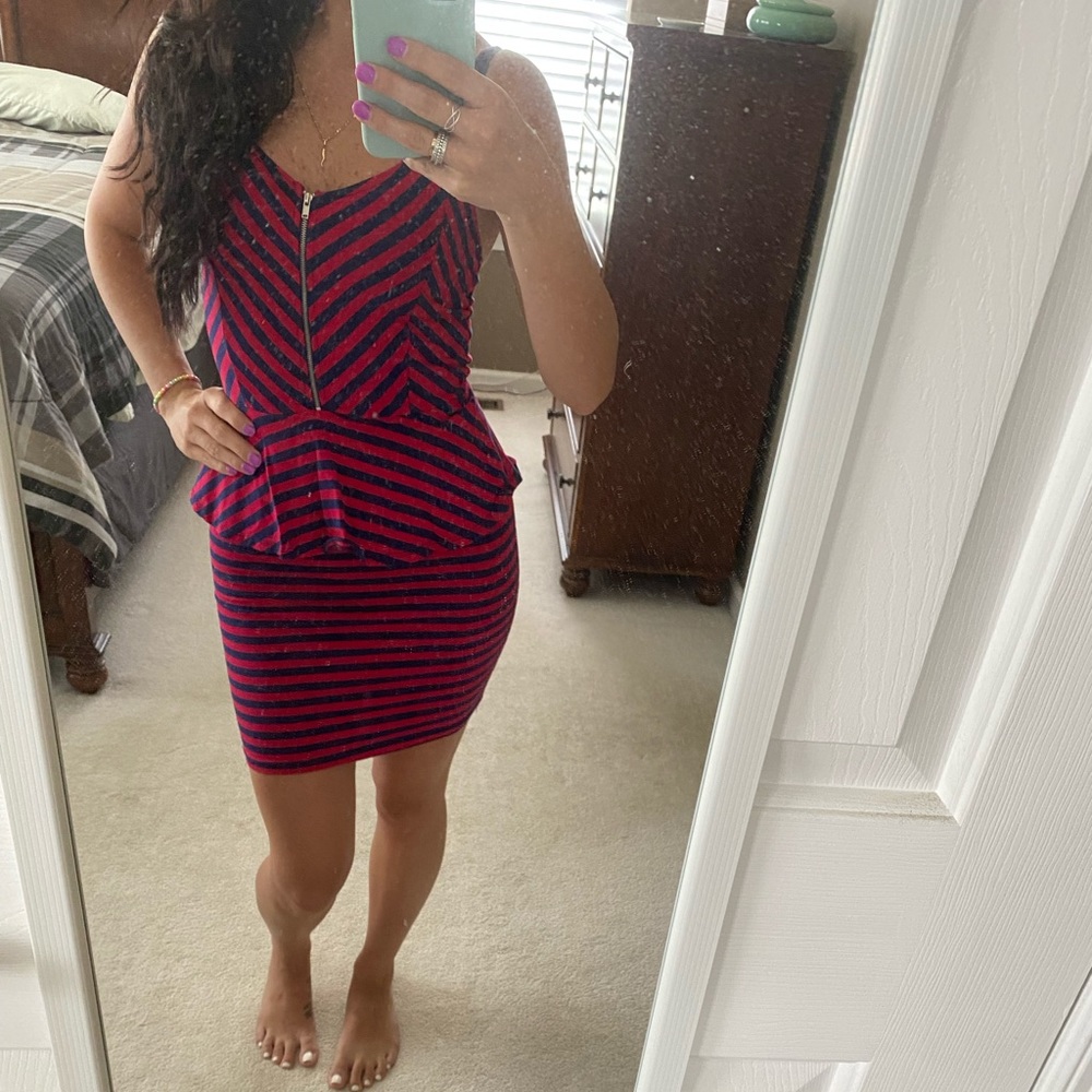 Striped peplum dress